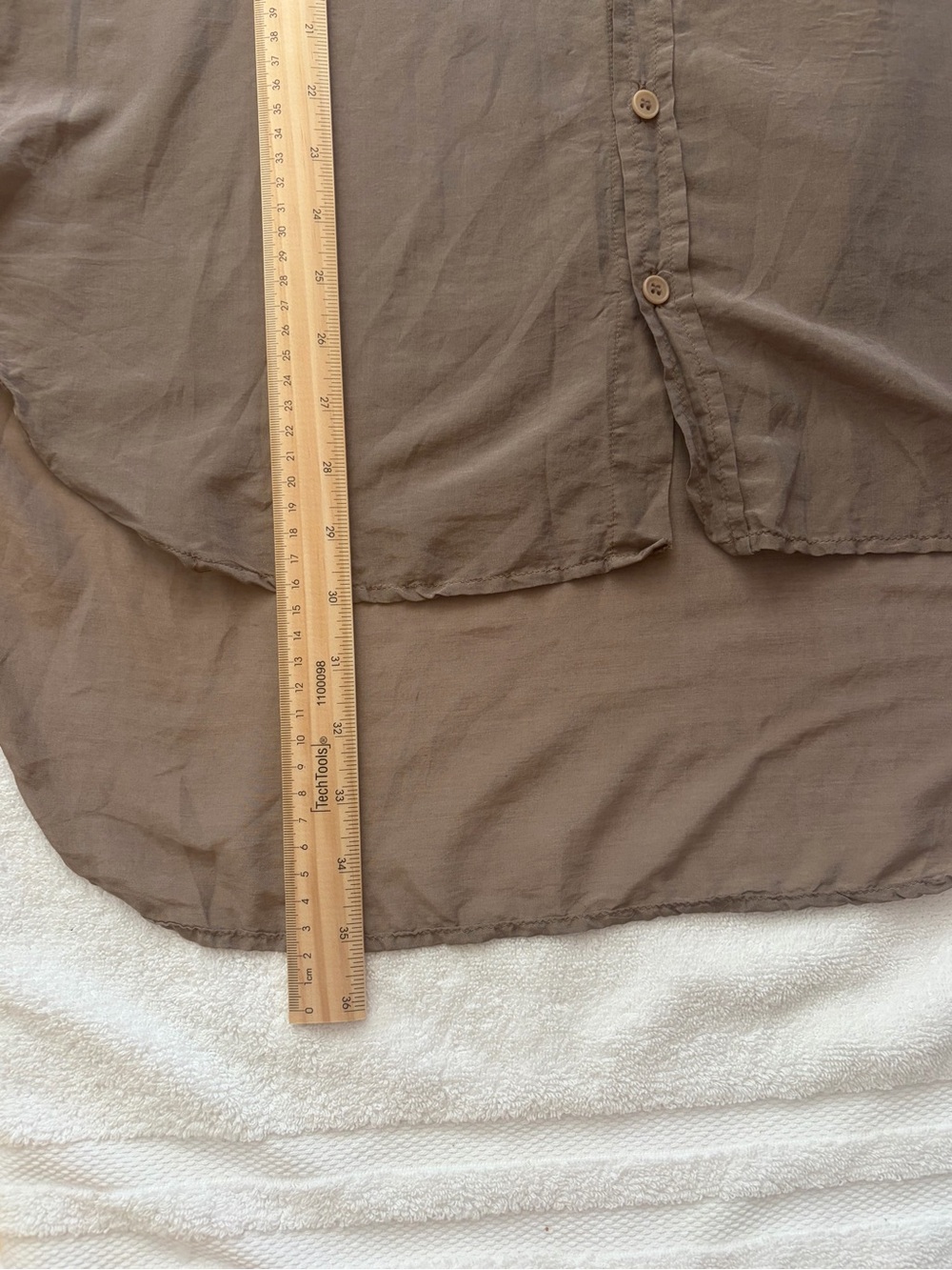 CP Shades Cotton Silk Blend Neutral Tan Button-Front Blouse Size Large - Picture 12 of 12